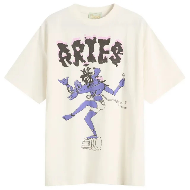 Aries Men's Faded The Destroyer T-Shirt Off White