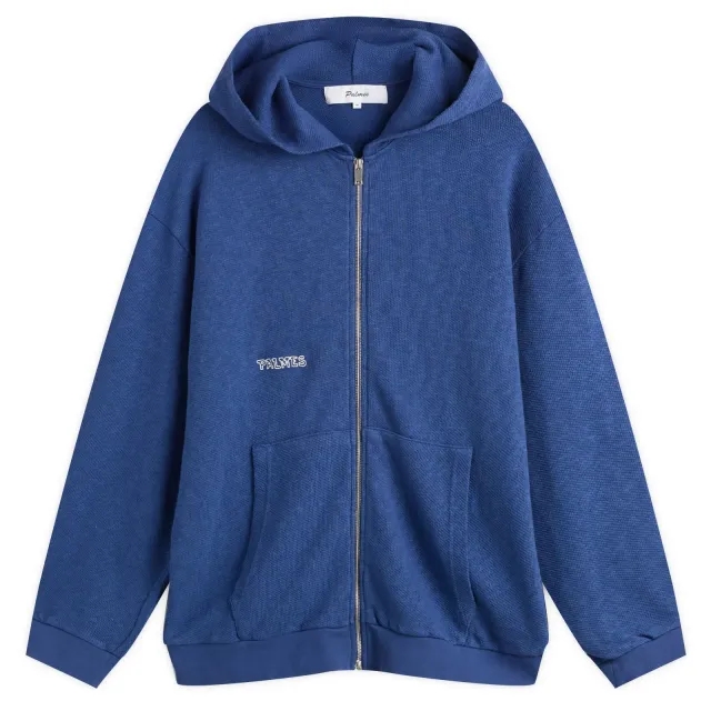 Palmes Men's Waffle Zip Hooded Sweatshirt Blue