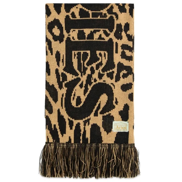 Aries Men's J'Adoro Aries Men's Leopard Scarf Beige