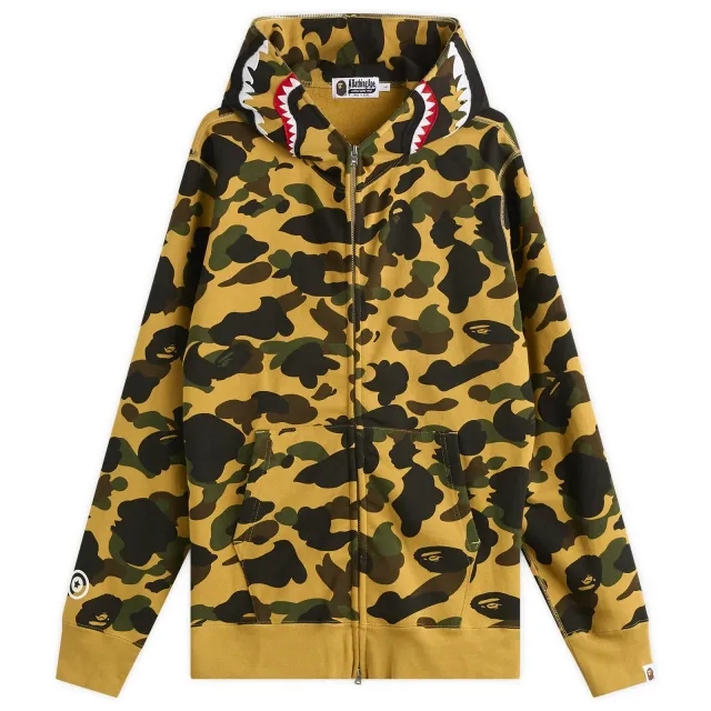 A Bathing Ape Men's 1st Camo Shark Zip Hoodie Yellow