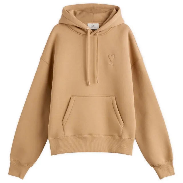 AMI Paris Men's Brushed Fleece Hoodie Big ADC Camel