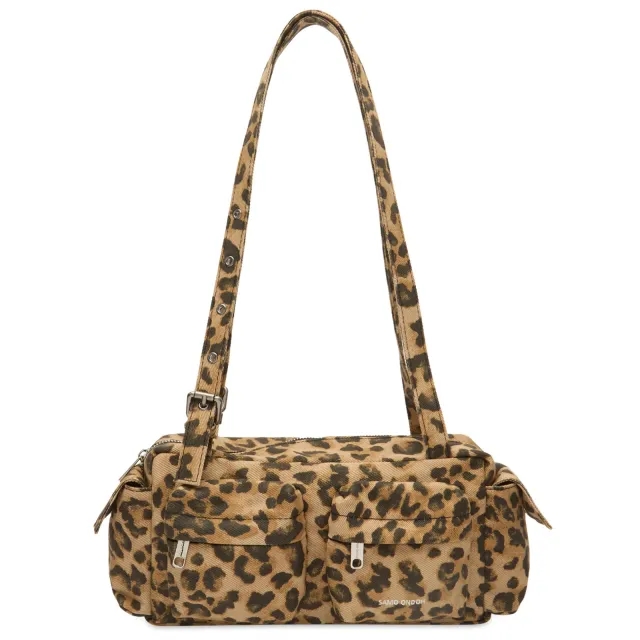 SAMO ONDOH Women's Pocket Utility Shoulder Bag - Medium Denim Leopard