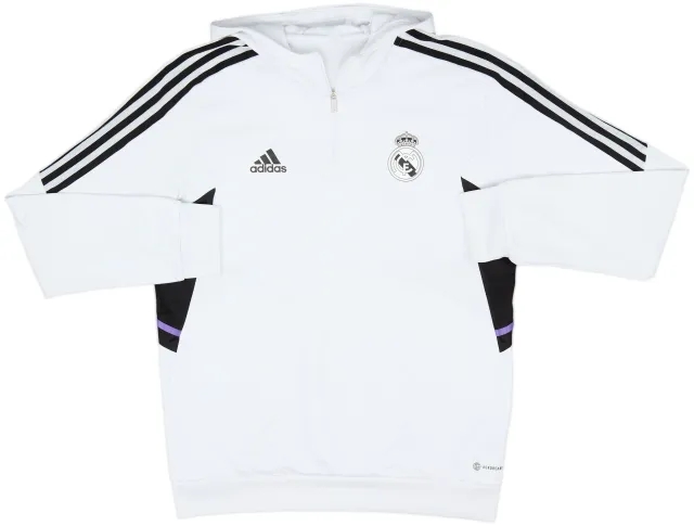 2022-23 Real Madrid adidas 1/4 Zip Hooded Top - 6/10 - (L)