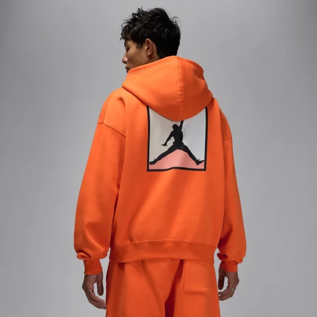 Nike Jordan Brooklyn Fleece Men's Graphic Pullover Hoodie - Orange - Cotton/Polyester