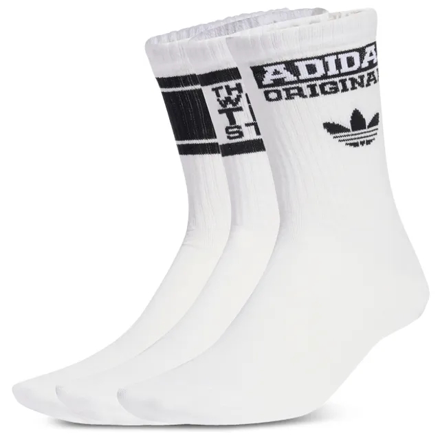 Adidas Mid Cut Crew 3 Pack Unisex Socks - White
