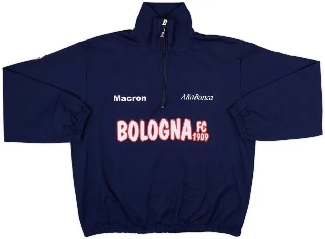 2001-02 Bologna Macron 1/4 Zip Sweat Top - 8/10 - (L)