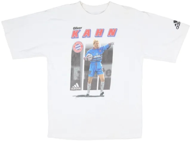 1999-00 Bayern Munich adidas Graphic Tee Kahn #1 - 8/10 - (L)