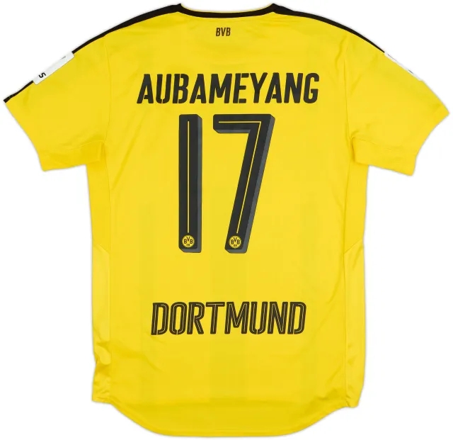 2016-17 Borussia Dortmund Home Shirt Aubameyang #17 - 8/10 - (M)