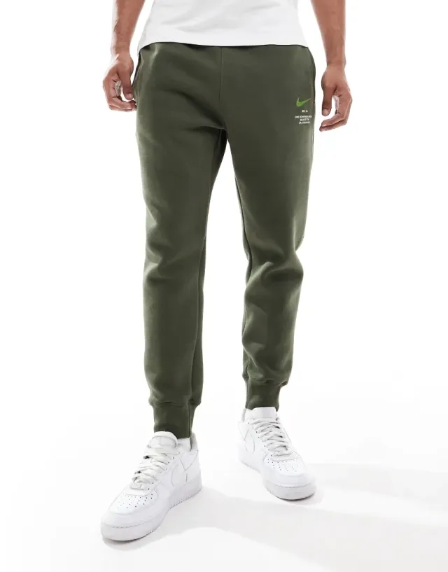 Nike Club Bowerman Logo Cuffed Joggers In Khaki-Green