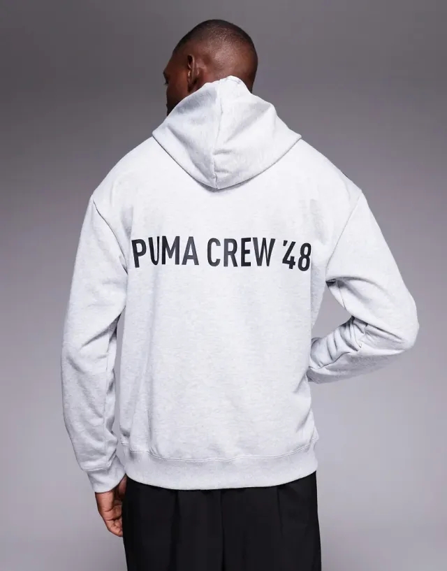 Puma Graphic French Terry Hoodie In Grey
