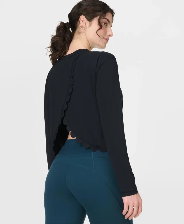 Breathe Easy Scallop Long Sleeve Top