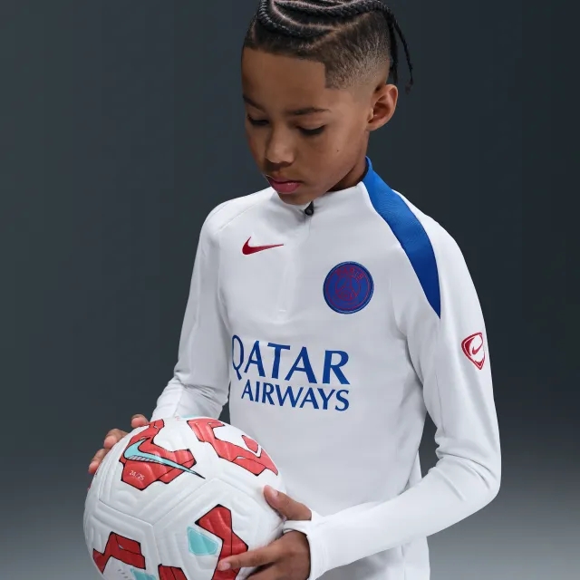 Paris Saint-Germain Strike Third Older Kids' Nike Dri-FIT Total 90 Football Knit Drill Top - White - Polyester/Elastane