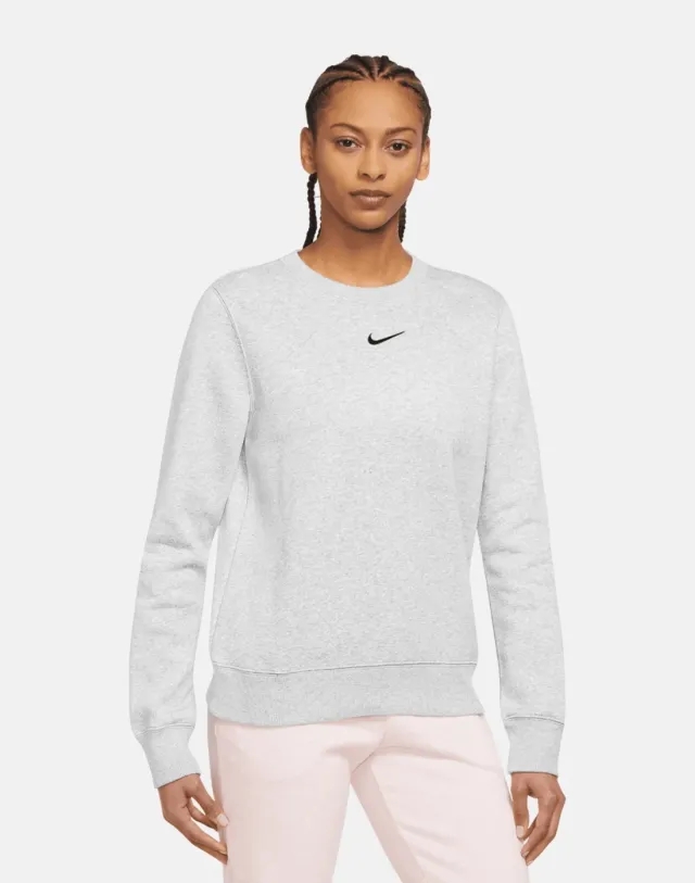Women's Nike Phoenix Fleece Crew Neck Sweatshirt in Grey/Black 
