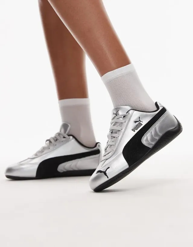 PUMA SpeedCat Metallic Sneakers Unisex, Silver/Black