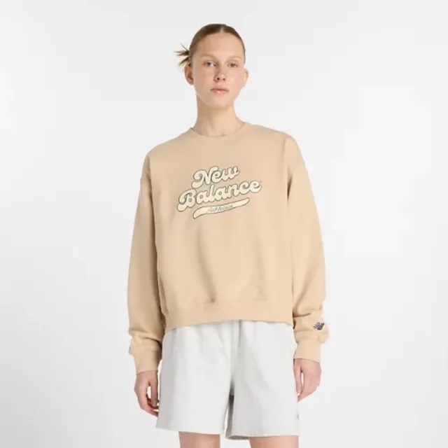 New Balance Women's Athletics Legacy Crew in Brown Cotton