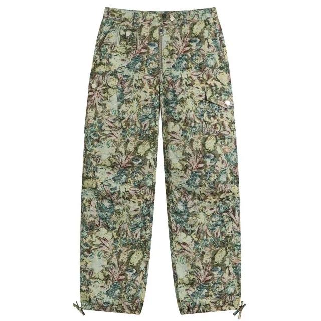 GANNI Women's Printed Stretched Cotton Pants Jadeite
