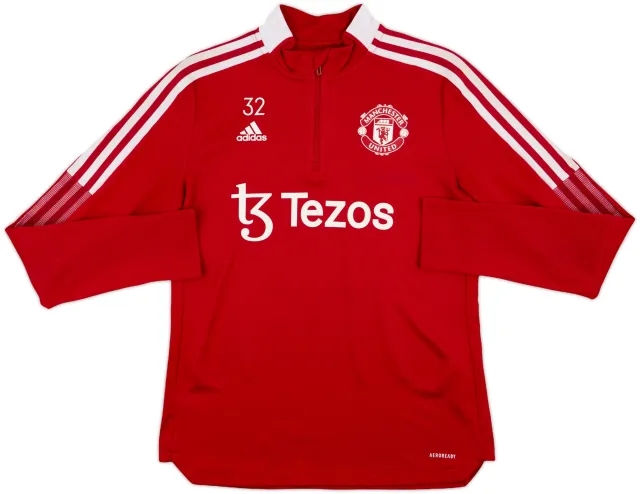2021-22 Manchester United adidas Player Issue 1/4 Zip Drill Top #32 - 5/10 - (Women's M)