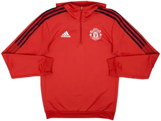 2021-22 Manchester United adidas 1/4 Zip Sweat Top - 9/10 - (XS)