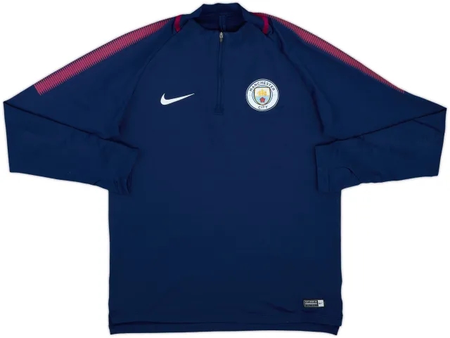 2017-18 Manchester City Nike 1/4 Zip Sweat Top - 9/10 - (L)
