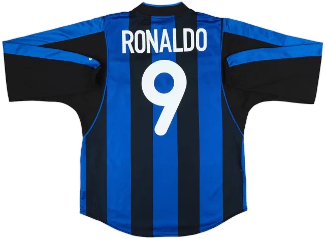 2000-01 Inter Milan Home L/S Shirt Ronaldo #9 - 9/10 - (M)