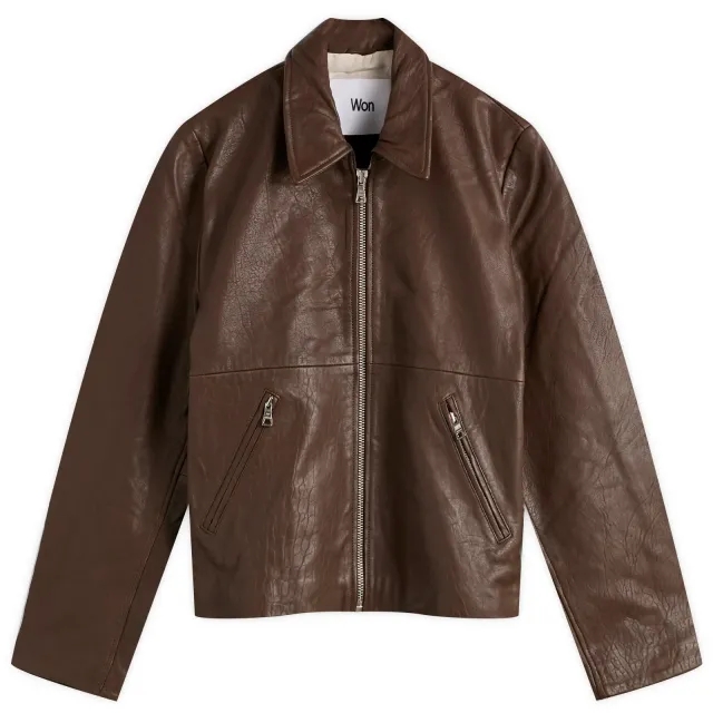 Won Hundred Men's Dutton Leather Jacket Carafe Brown