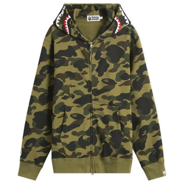 A Bathing Ape Men's 1st Camo Shark Zip Hoodie Green