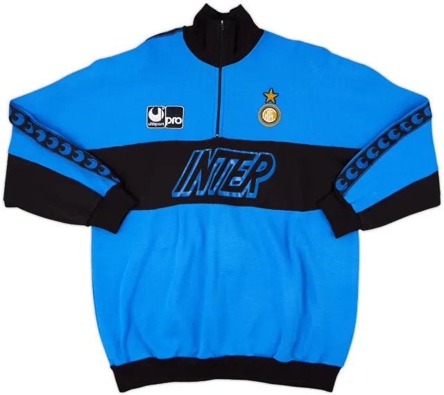 1990-91 Inter Milan Uhlsport 1/4 Zip Sweat Top - 8/10 - (XL)