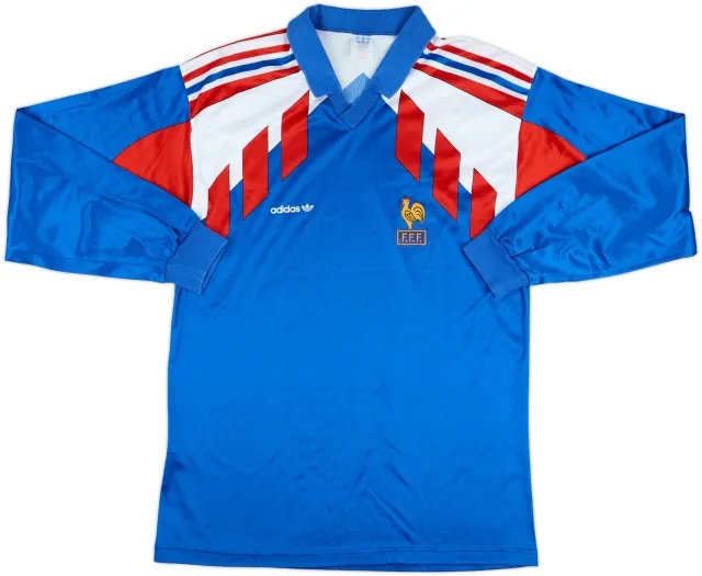 adidas France Mens LS Home Shirt 1990