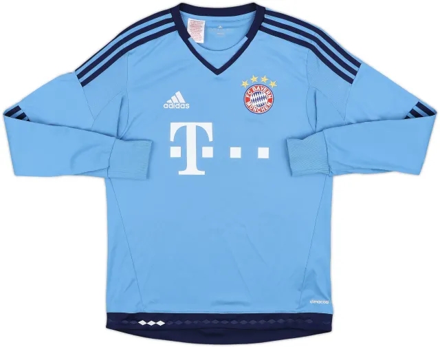 adidas Bayern Munich Boys LS Goalkeeper Home Shirt 2015/16