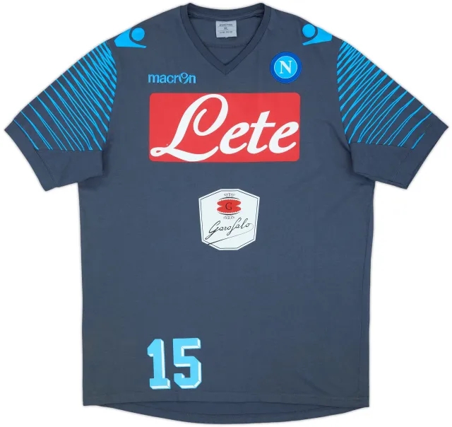2014-15 Napoli Macron Player Issue Cotton Tee #15 - 7/10 - (XL)