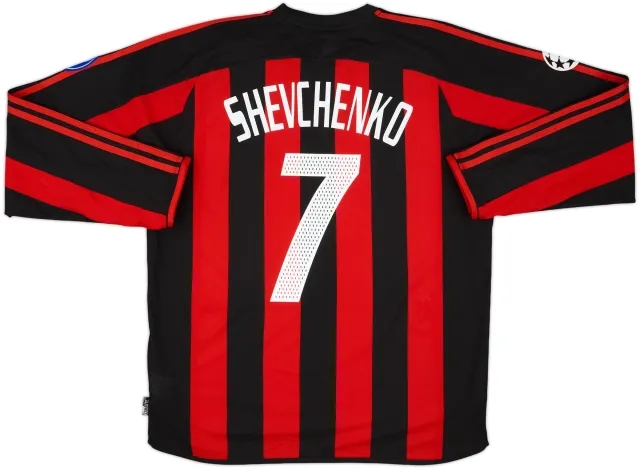 2003-04 AC Milan Home L/S Shirt Shevchenko #7 - 5/10 - (L)