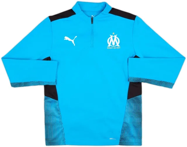 2021-22 Olympique Marseille Puma 1/4 Zip Drill Top - 8/10 - (L.Boys)