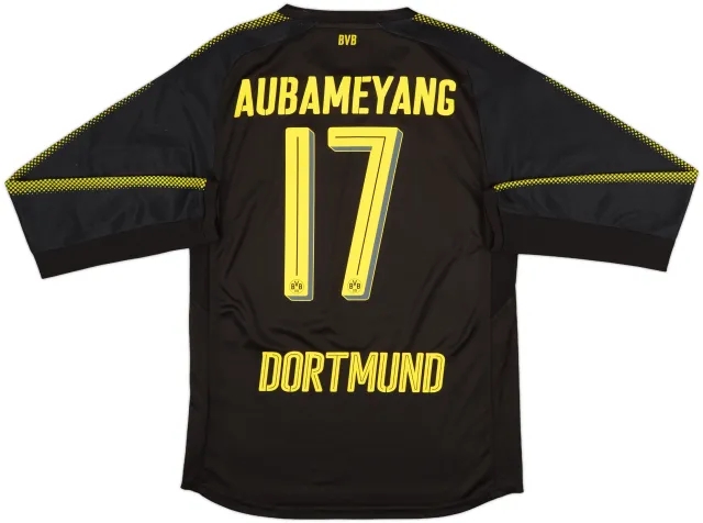 2017-18 Borussia Dortmund Away L/S Shirt Aubameyang #17 - 7/10 - (M)