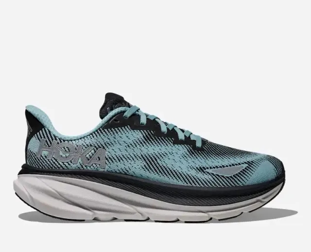 Hoka Women's Clifton 9 Gore-Tex Road Running Shoes In Black/Raindrop
