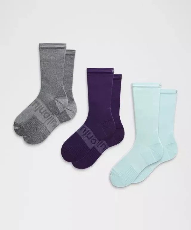 lululemon – Power Stride Crew Socks 3 Pack – Color Grey – Size Large