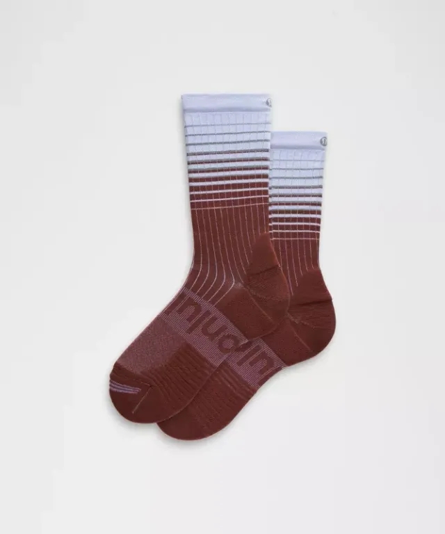 lululemon – Power Stride Crew Socks Reflective Grid – Color Blue/Red – Size Large