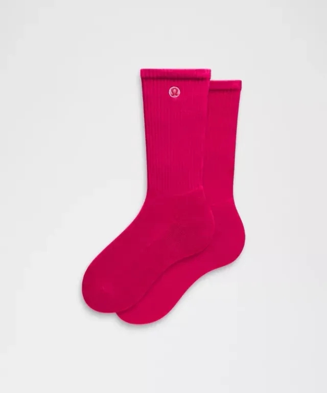 lululemon – Daily Essential Crew Socks – Color Pink/Neon – Size Large