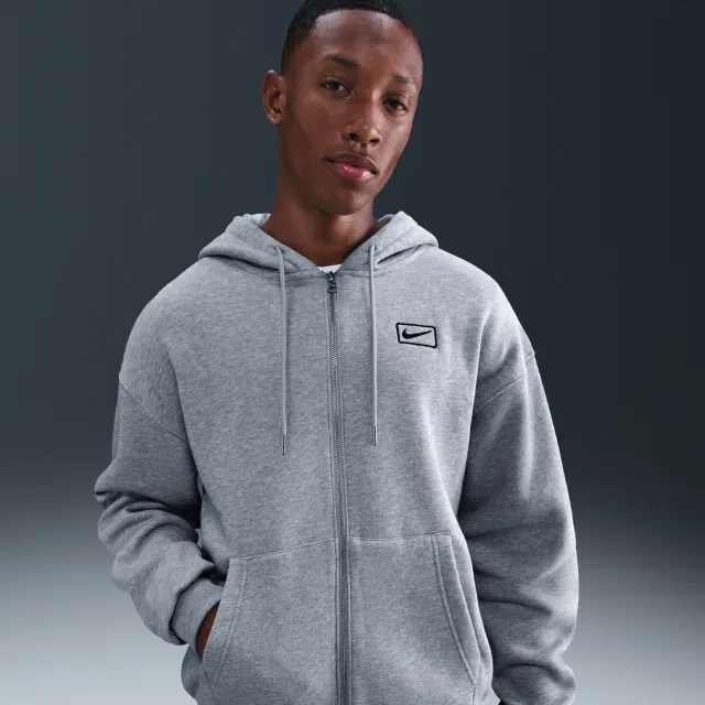 Nike Sportswear Men's Full-Zip Hoodie - Grey - Cotton/Polyester