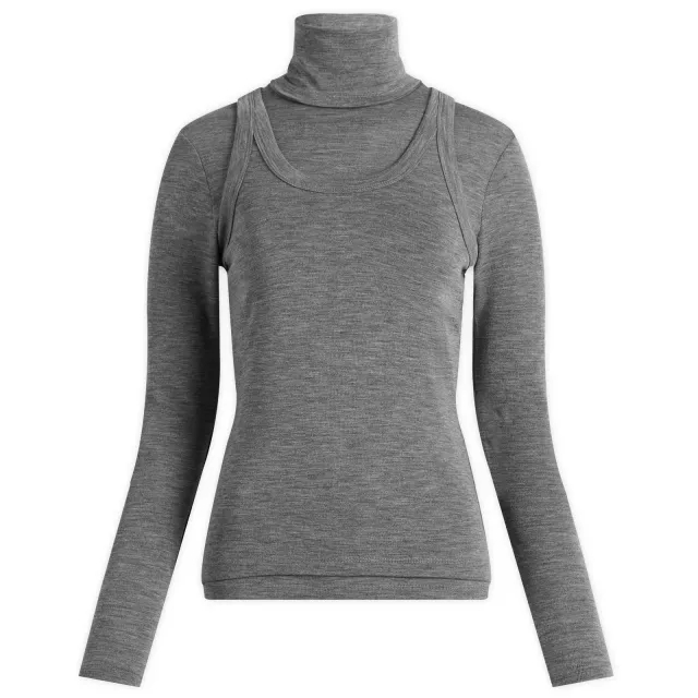 Róhe Women's Double-Layer Merino Jersey Style Mid Grey Melange
