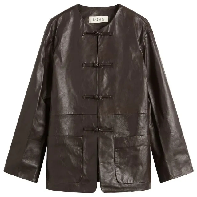 Róhe Women's Mandarin Leather Jacket Mahogany