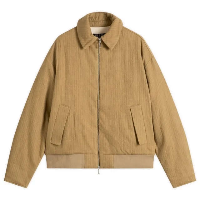 Merely Made Men's Wool Stripe Bomber Jacket Brown