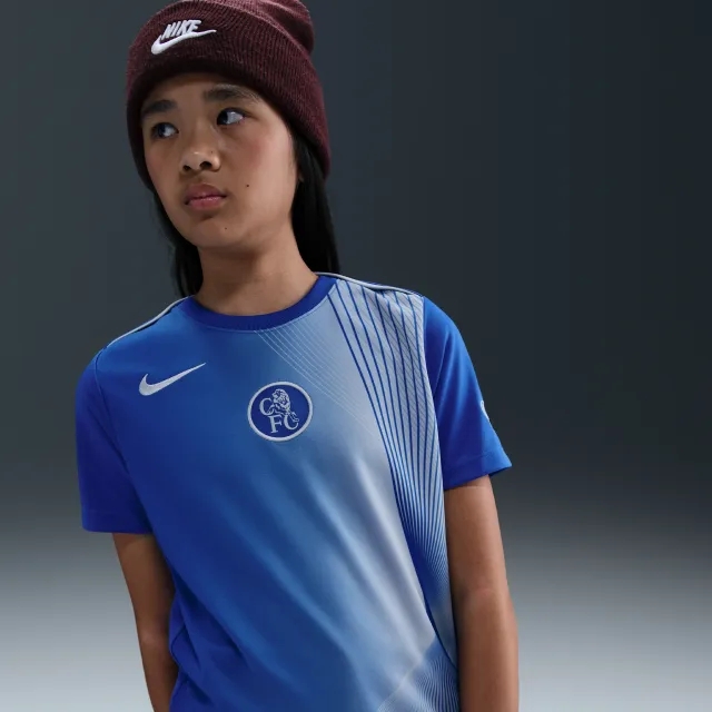 Chelsea F.C. Academy Pro Third Older Kids' Nike Dri-FIT Football Pre-Match Top - Blue - Polyester