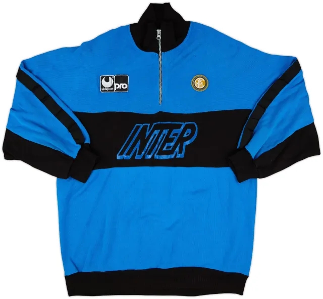 1990-91 Inter Milan Uhlsport 1/4 Zip Sweat Top - 8/10 - (L)