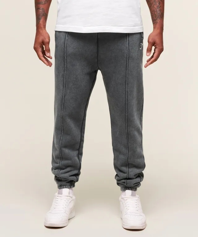  Washed Pintuck Joggers - Black/Stone