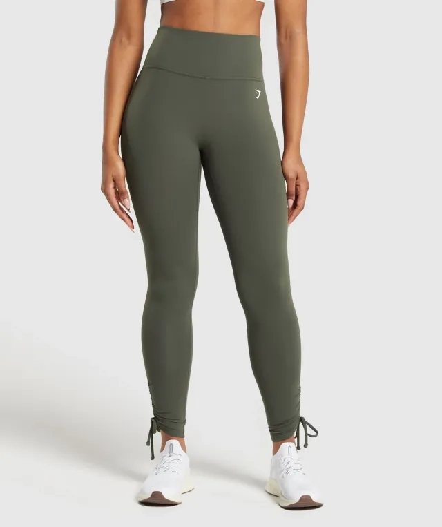  Ribbon Ankle Leggings - Strength Green