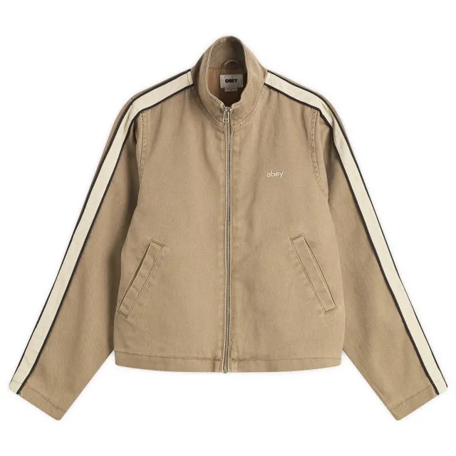 Obey Women's Astrid Stripe Jacket Tan Faded Wash