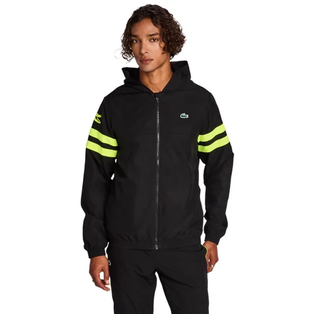 Lacoste Diamond Weave Hooded Men Track Tops - Black
