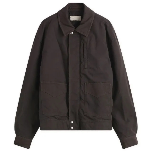 Dries Van Noten Men's Overdyed Double Weave Cotton Jacket Brown