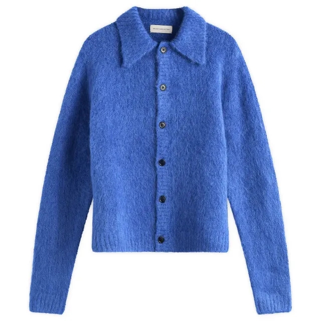 Dries Van Noten Men's Alpaca Wool Knitted Polo Blue