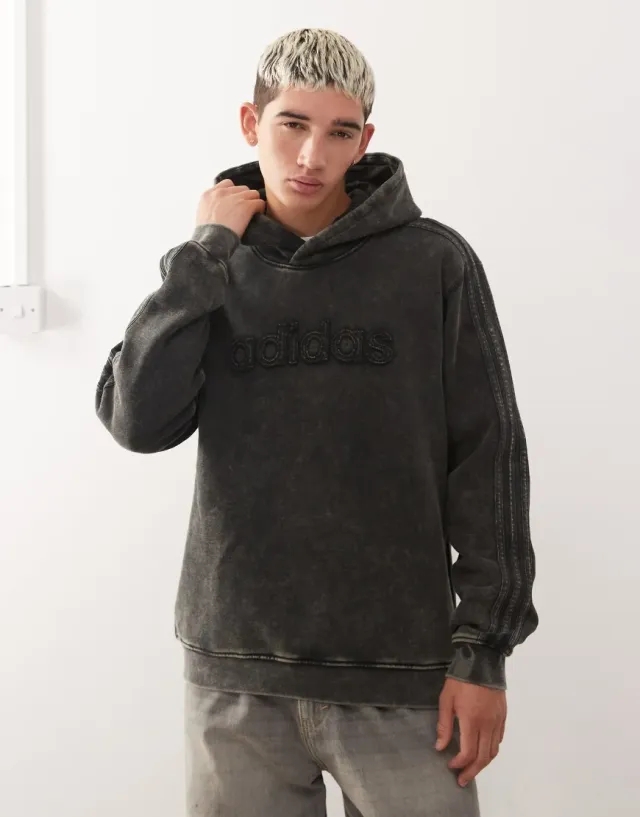 Adidas Originals Washed Hoodie In Black